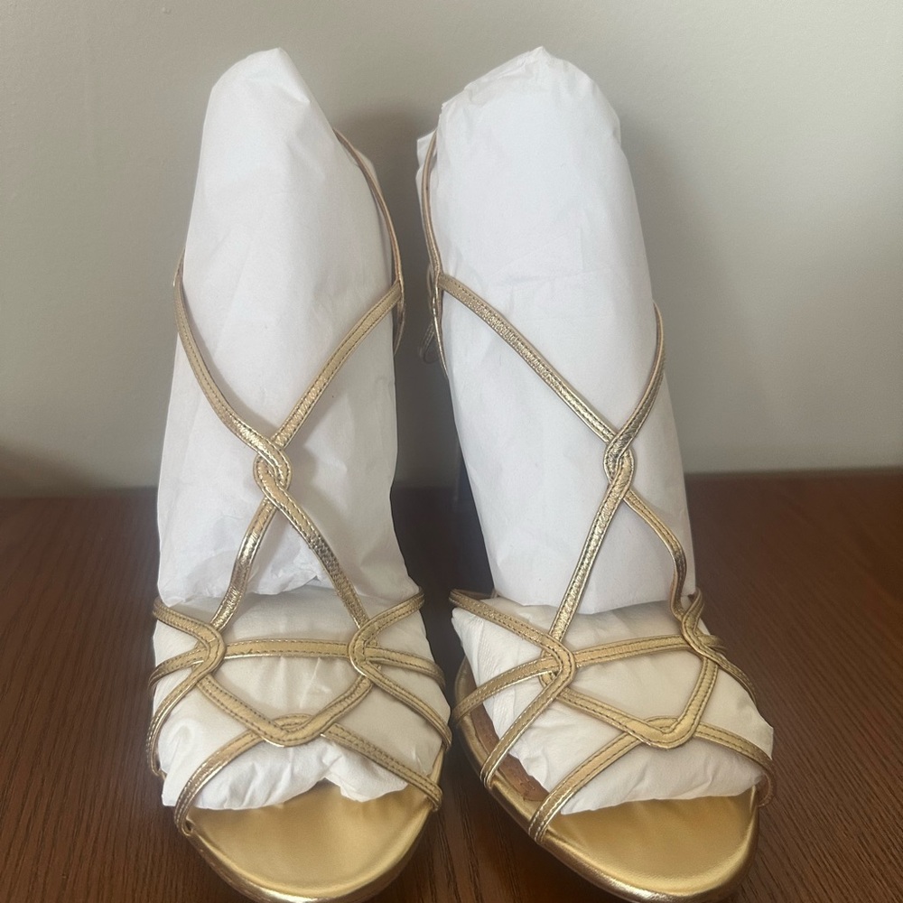Ralph Lauren Bladine Gold Strappy High-Heels